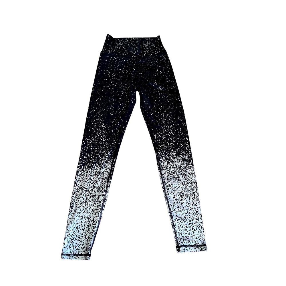 Buffbunny Collection Elysium Black Silver Metallic Ombre Foil Leggings Small NWT